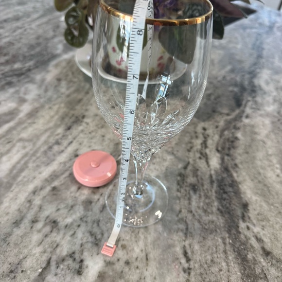 Gorham Crystal Diamond Wine Glasses With Gold Rims set of 8 - Picture 10 of 11